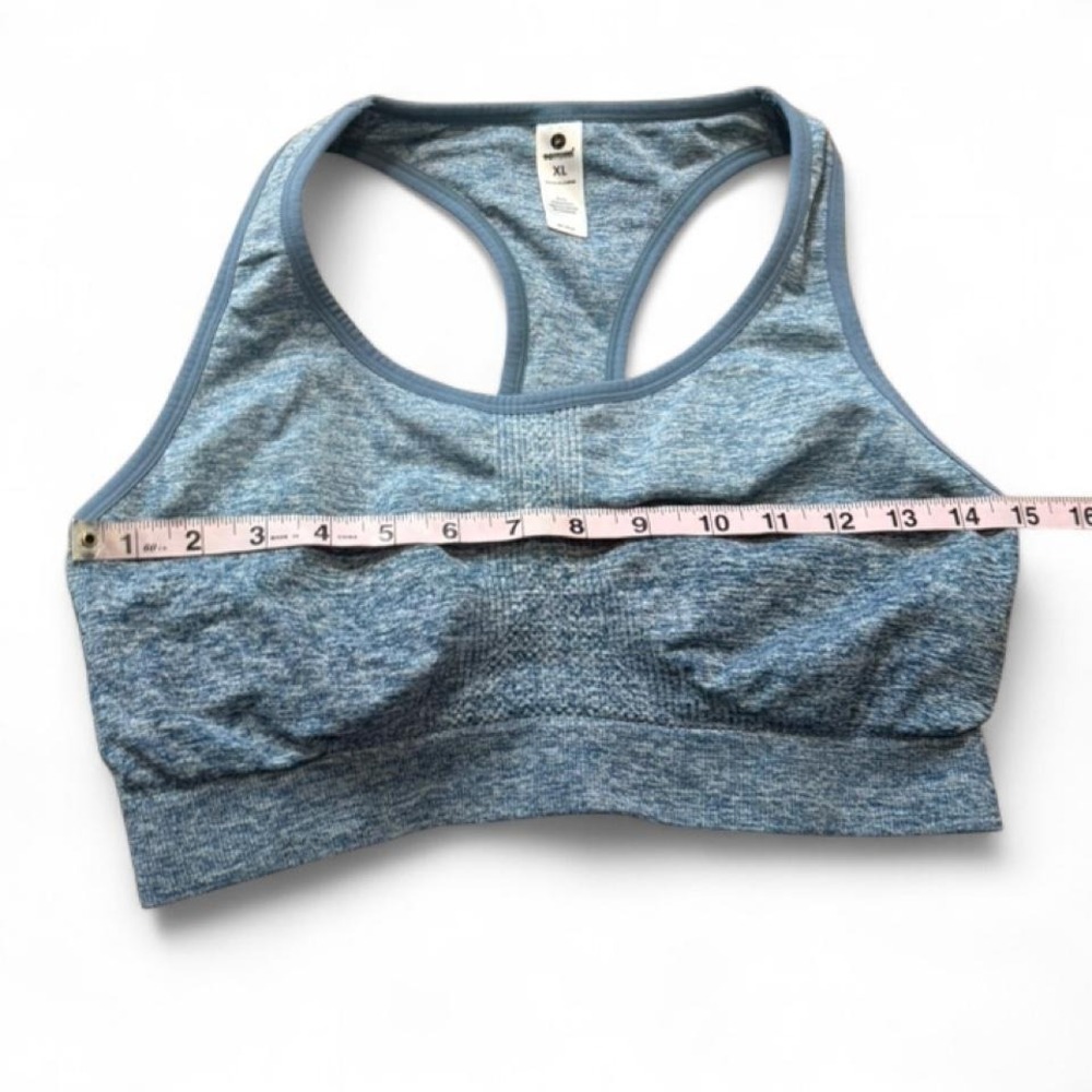 90 Degrees by Reflex Blue Heathered Seamless Racerback Sports Bra, Women's Sz XL - Picture 7 of 8